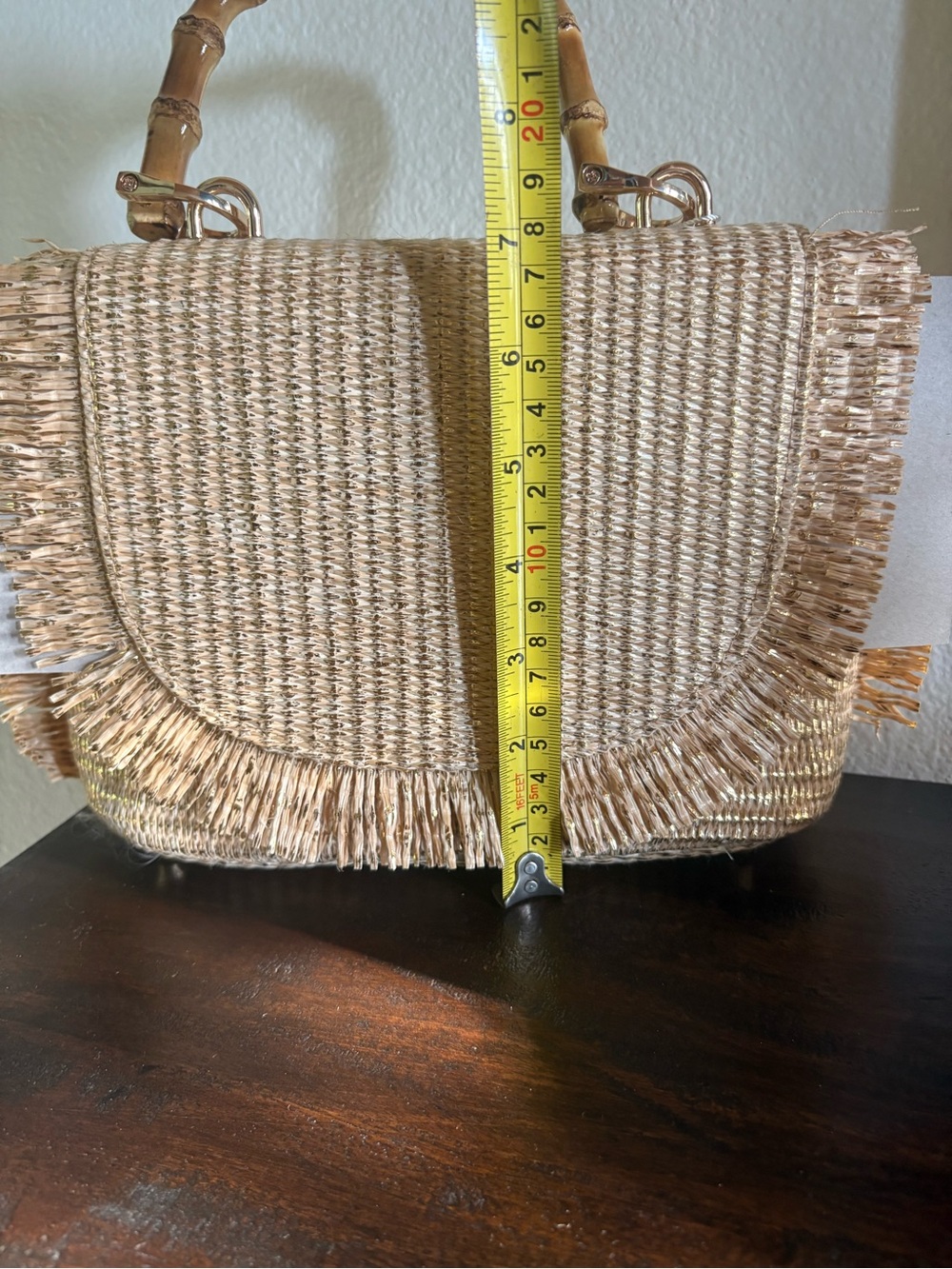 Tommy Bahama Straw Shoulder Bag with Bamboo Handle - Natural - Picture 6 of 9